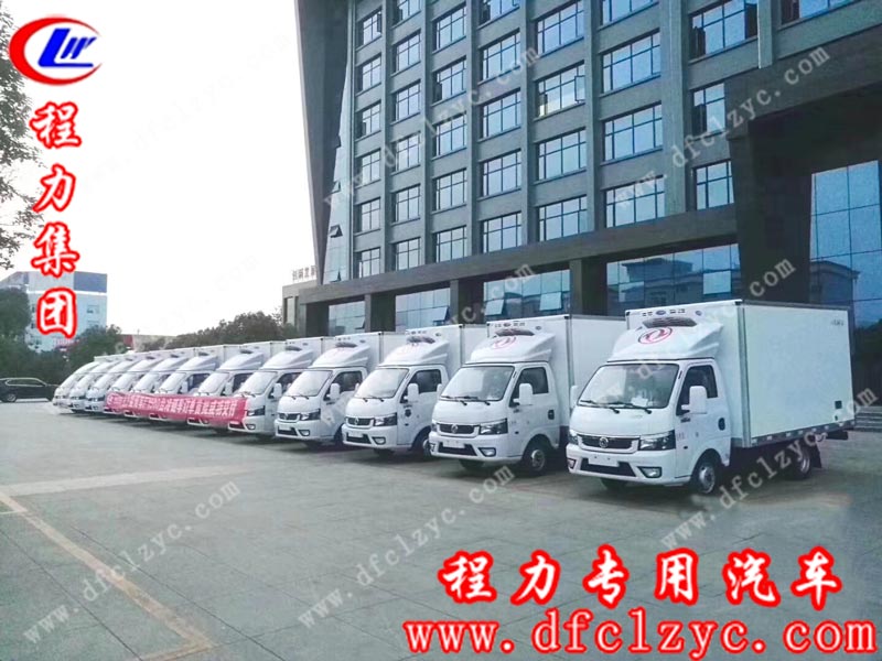 上圖為湖北程力集團首批東風途逸國六冷藏車成功交付！
